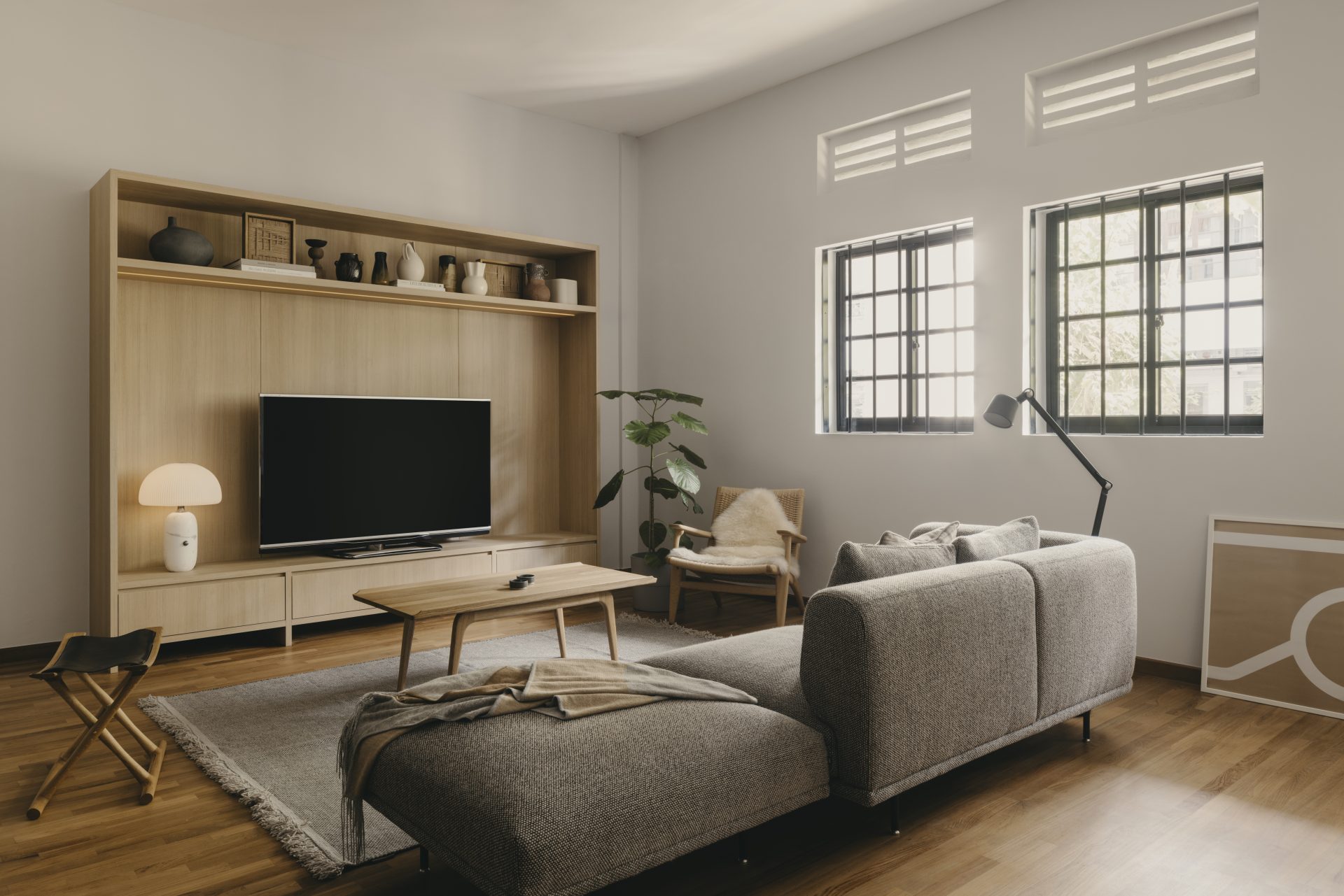 Tiong Bahru heritage apartment by The Monocot Studio, living room